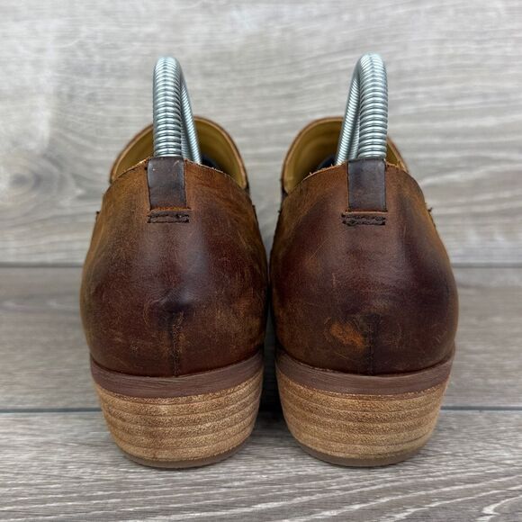 Korks Gertrude Women’s Sz 9M Brown Leather Slip-On Almond Cap Toe Shoes - Picture 4 of 10